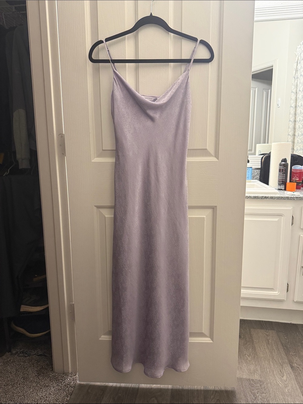 Altar'd State Lavender Slip Midi Dress with Cowl Neckline